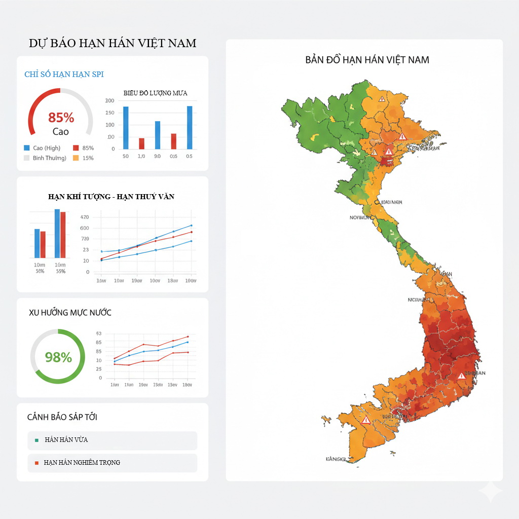 Đánh giá hạn hán và xây dựng mô hình dự báo hạn thủy văn ở khu vực Tây Nguyên và Nam Trung Bộ